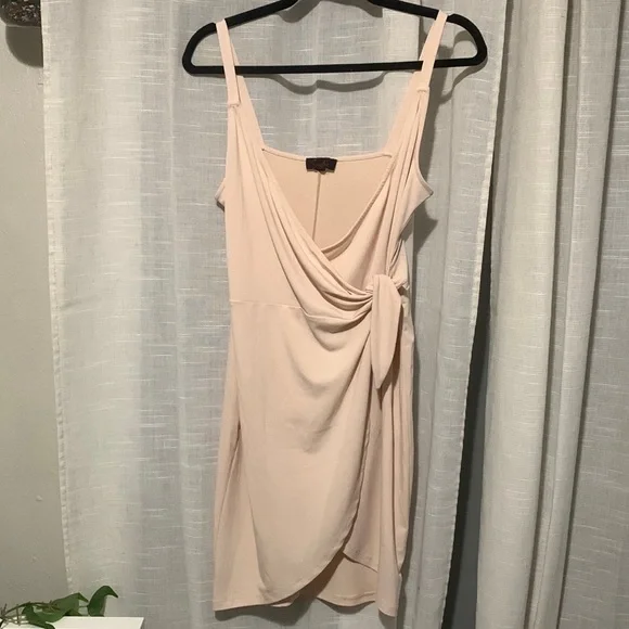 nude brunch dress Moon Walker Sheer Rhinestone Mini Dress Nude